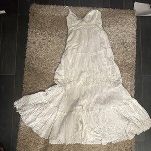 BCBG Maxaria White maxi dress eyelet cottagecore